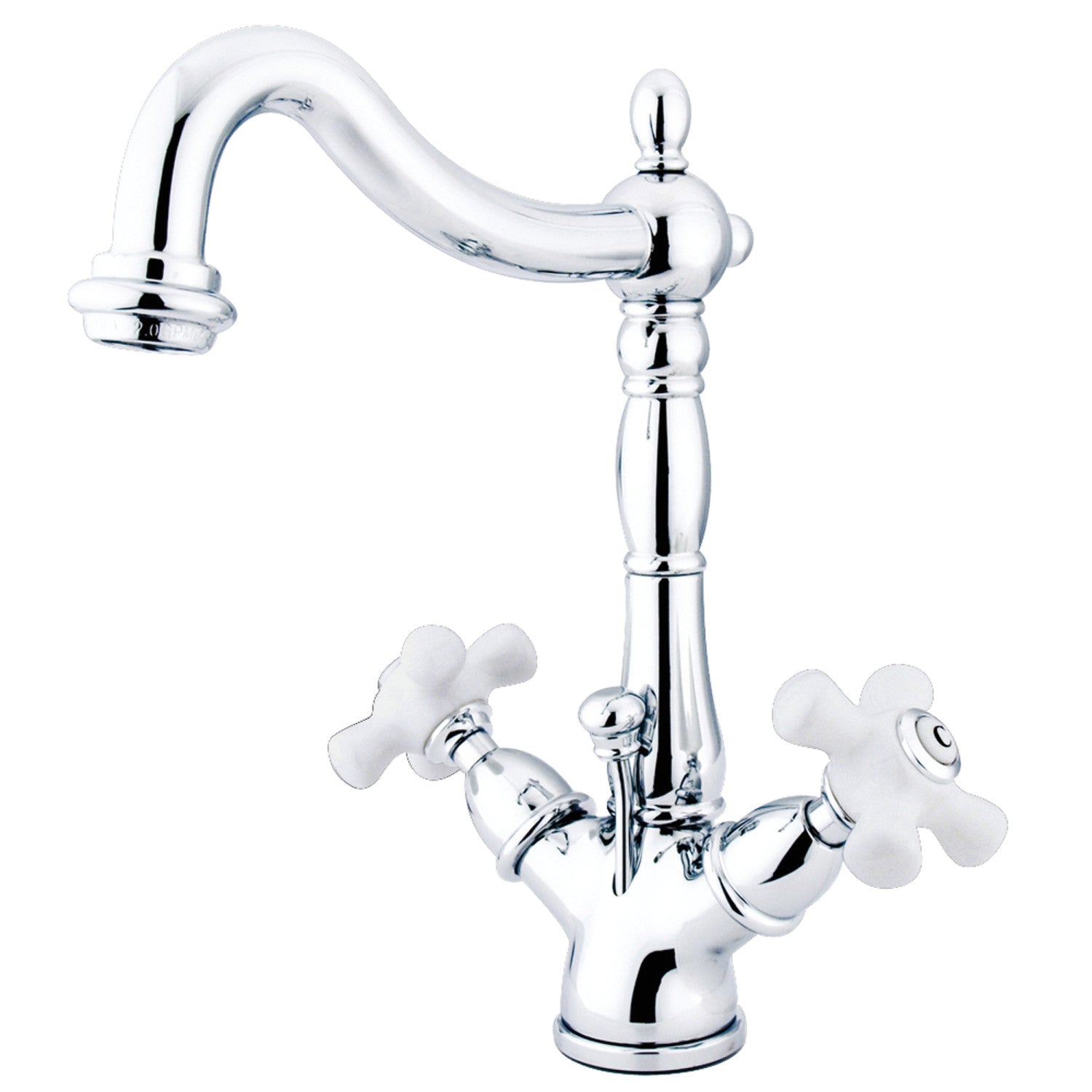 Kingston Heirloom KS1431PX - Heritage Double-Handle 1-or-3 Hole Deck Mount 4-Inch Centerset Bathroom Faucet with Brass Pop-Up, Polished Chrome — image 1